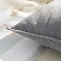 Ultra Soft Velvet Cushion Covers Set of 2 Pieces (18x27, Grey)-thumb2