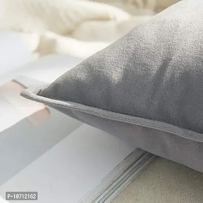 Ultra Soft Velvet Cushion Covers Set of 2 Pieces (18x27, Grey)-thumb3