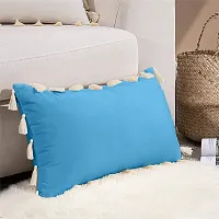 CottonFry Boho Decorative Throw Pillow/Cushion Covers with Tassels for Couch Bed Sofa Soft Velvet Cushion Covers (24x24, Sky Blue)-thumb2