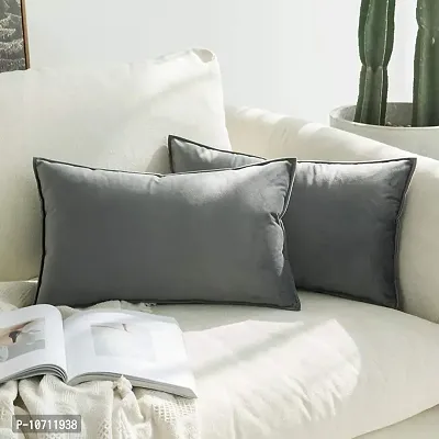 Blue Monkey Soft Velvet Cushion Cover Soft Throw Pillow Cover Pack of 2, Solid Square Cushion Case (18x27, Grey)