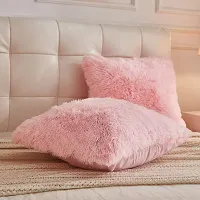 Cottonfry Pack of 2 Luxury Fur Shaggy Fluffy Throw Pillow Covers Set Soft Deluxe Decorative Plush Fleece Pillowcases for Cushion Couch Sofa Bedroom Home (Baby Pink, 12x18)-thumb4