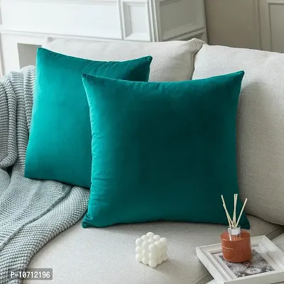 Ultra Soft Velvet Cushion Covers Set of 2 Pieces (24x24, SGreen)-thumb3