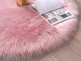 CottonFry Faux Sheepskin Fur Area Rugs Round Fur Throw Rug Floor Mat Circular Carpet for Bedroom Soft Circle Kids Play Mat for Nursery (20x20, Light Pink)-thumb1