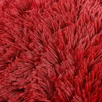 Cottonfry Pack of 2 Luxury Fur Shaggy Fluffy Throw Pillow Covers Set Soft Deluxe Decorative Plush Fleece Pillowcases for Cushion Couch Sofa Bedroom Home (18x27, Burgundy Red)-thumb2