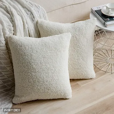 Cottonfry Decorative Luxury Faux Curly Wool Fur Cushion Covers Soft Wool(Short Fur) Square Throw Pillow Cases Cushion Covers-thumb0