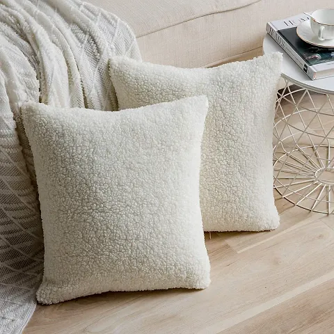 Cottonfry Decorative Luxury Faux Curly Wool Fur Cushion Covers Soft Wool(Short Fur) Square Throw Pillow Cases Cushion Covers