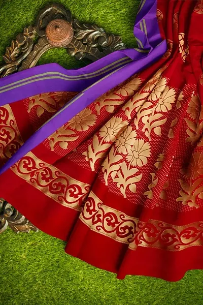 Traditional Soft Silk Zari Butta Sarees with Blouse piece