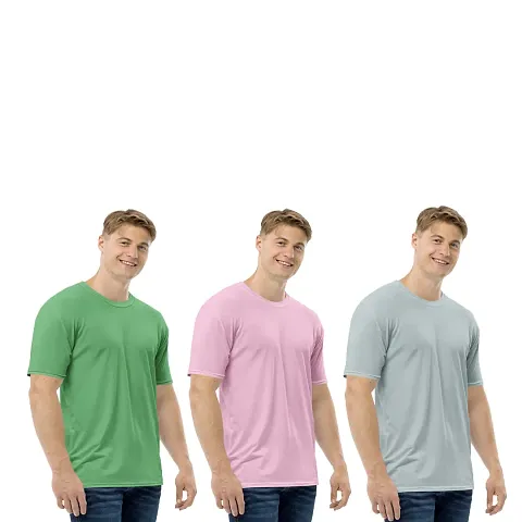 Reliable Blend Solid Round Neck Tees For Men