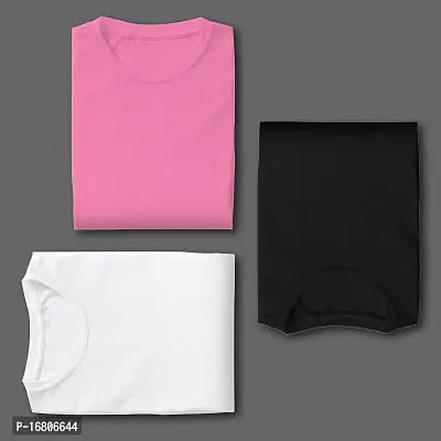 Reliable Multicoloured Polyester Blend Solid Round Neck Tees For Men