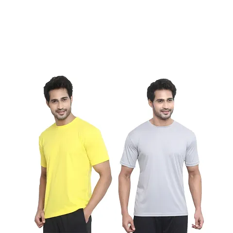 Reliable Blend Solid Round Neck Tees For Men