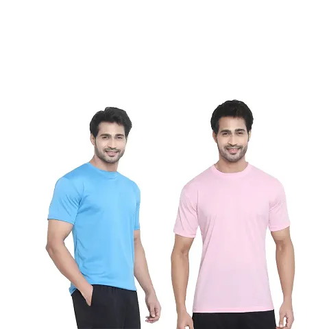 Reliable Blend Solid Round Neck Tees For Men