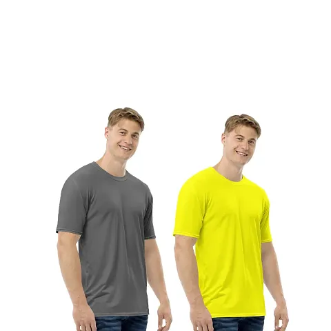 Reliable Blend Solid Round Neck Tees For Men