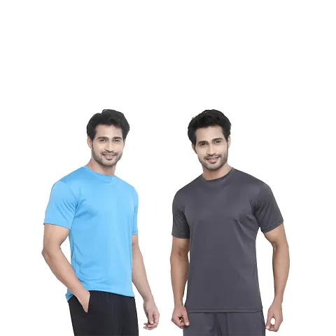 Reliable Blend Solid Round Neck Tees For Men