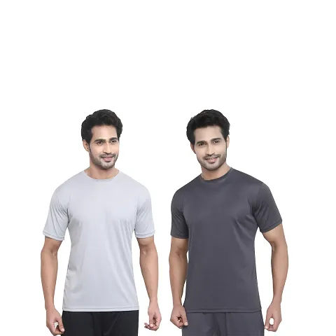 Reliable Blend Solid Round Neck Tees For Men