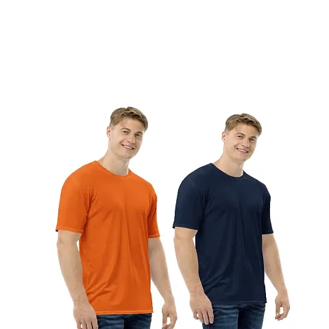 Reliable Blend Solid Round Neck Tees For Men