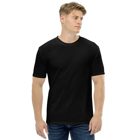 MonkManiac 100% Polyester Plain Regular Fit Round Neck Half Sleeve Sports T Shirt for Men's and Boy's Black