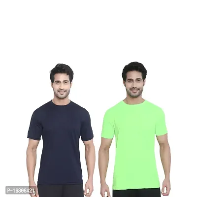 Reliable Multicoloured Polyester Blend Solid Round Neck Tees For Men-thumb0