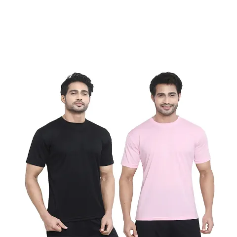 Reliable Blend Solid Round Neck Tees For Men