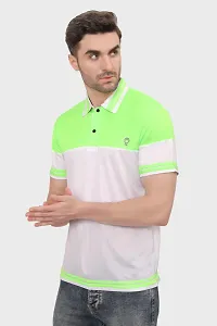 Reliable Multicoloured Polyester Blend Self Pattern Polos For Men-thumb1