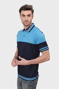 Reliable Multicoloured Polyester Blend Self Pattern Polos For Men-thumb2