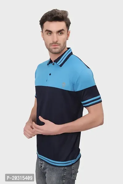 Reliable Multicoloured Polyester Blend Self Pattern Polos For Men-thumb3