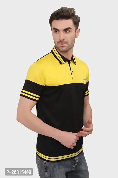 Reliable Multicoloured Polyester Blend Self Pattern Polos For Men-thumb4