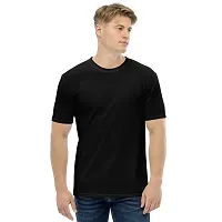 Reliable Multicoloured Polyester Blend Solid Round Neck Tees For Men-thumb2