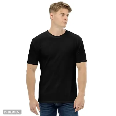 Reliable Multicoloured Polyester Blend Solid Round Neck Tees For Men-thumb3