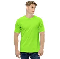 Reliable Multicoloured Polyester Blend Solid Round Neck Tees For Men-thumb1