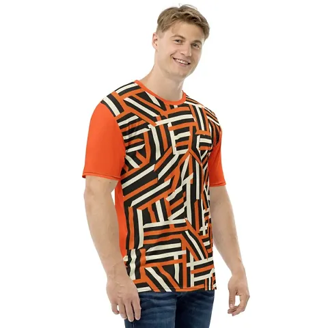 Multicoloured Polyester Round Neck Short-sleeve Tees for Men