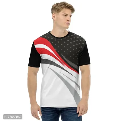 Reliable Multicoloured Polyester Blend Printed  Round Neck Tees For Men-thumb0