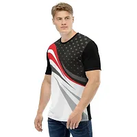 Reliable Multicoloured Polyester Blend Printed  Round Neck Tees For Men-thumb1