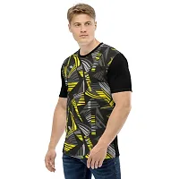 Reliable Multicoloured Polyester Blend Self Pattern Round Neck Tees For Men-thumb2