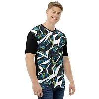 Reliable Multicoloured Polyester Blend Self Pattern Round Neck Tees For Men-thumb2