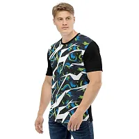 Reliable Multicoloured Polyester Blend Self Pattern Round Neck Tees For Men-thumb3