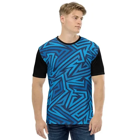 Reliable Blend Self Pattern Round Neck Tees For Men