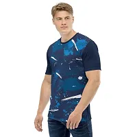 Reliable Multicoloured Polyester Blend Self Pattern Round Neck Tees For Men-thumb3