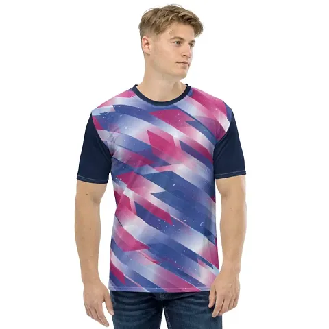 Reliable Blend Self Pattern Round Neck Tees For Men