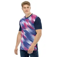 Reliable Multicoloured Polyester Blend Self Pattern Round Neck Tees For Men-thumb3