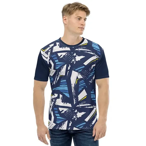 Reliable Multicolored Polyester Blend Printed Round Neck Tees For Men pack of 1