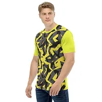 Reliable Multicoloured Polyester Blend Self Pattern Round Neck Tees For Men-thumb3