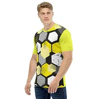 Reliable Multicoloured Polyester Blend Self Pattern Round Neck Tees For Men-thumb3