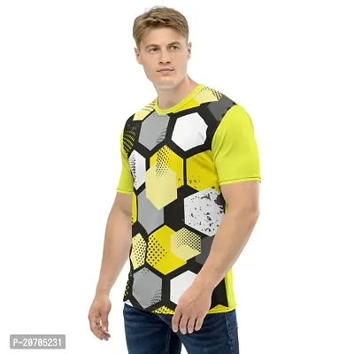 Reliable Multicoloured Polyester Blend Self Pattern Round Neck Tees For Men-thumb4