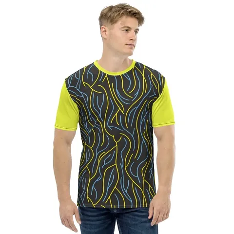 Reliable Blend Self Pattern Round Neck Tees For Men