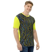 Reliable Multicoloured Polyester Blend Self Pattern Round Neck Tees For Men-thumb2