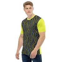 Reliable Multicoloured Polyester Blend Self Pattern Round Neck Tees For Men-thumb3