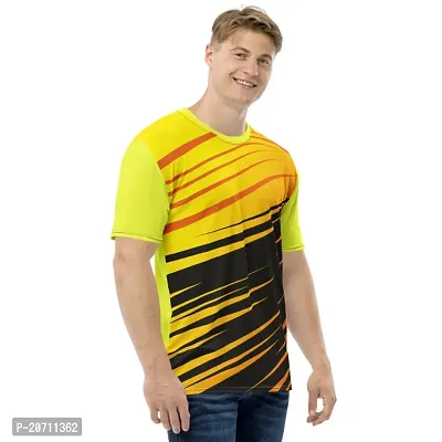 Reliable Multicoloured Polyester Blend Self Pattern Round Neck Tees For Men-thumb3