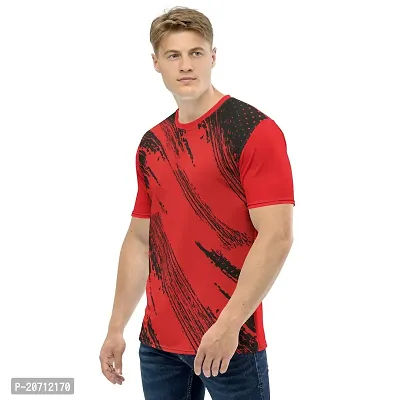 Reliable Multicoloured Polyester Blend Self Pattern Round Neck Tees For Men-thumb2