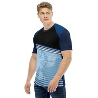 Reliable Multicoloured Polyester Blend Self Pattern Round Neck Tees For Men-thumb3