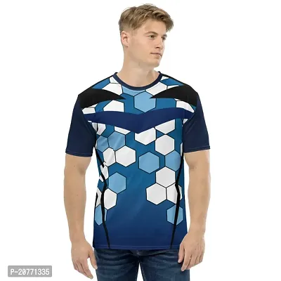 Reliable Multicoloured Polyester Blend Self Pattern Round Neck Tees For Men-thumb0